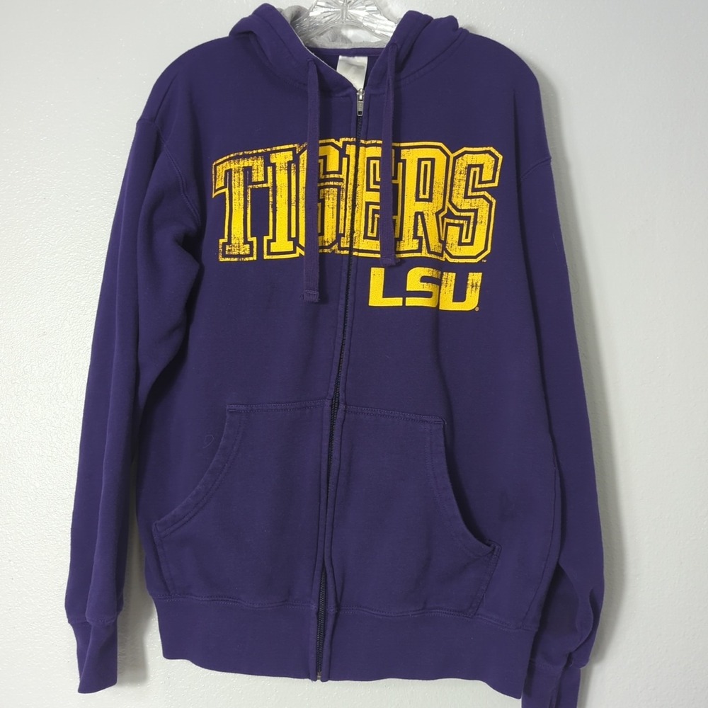 Russell Unisex Size Medium LSU Purple And Yellow Full Zip Hoodie Jacket 182